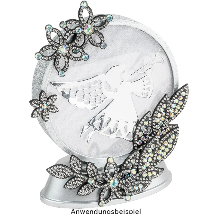 LED-Relaxleuchte, Rundform, Ø 11,7cm, Diamant-Lichteffekt-Folie, inkl. Batterien, silber