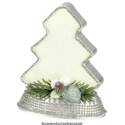 LED-Relaxleuchte, Tannenbaum, 14,5cm x 12cm, Diamant-Lichteffekt-Folie, inkl. Batterien, silber