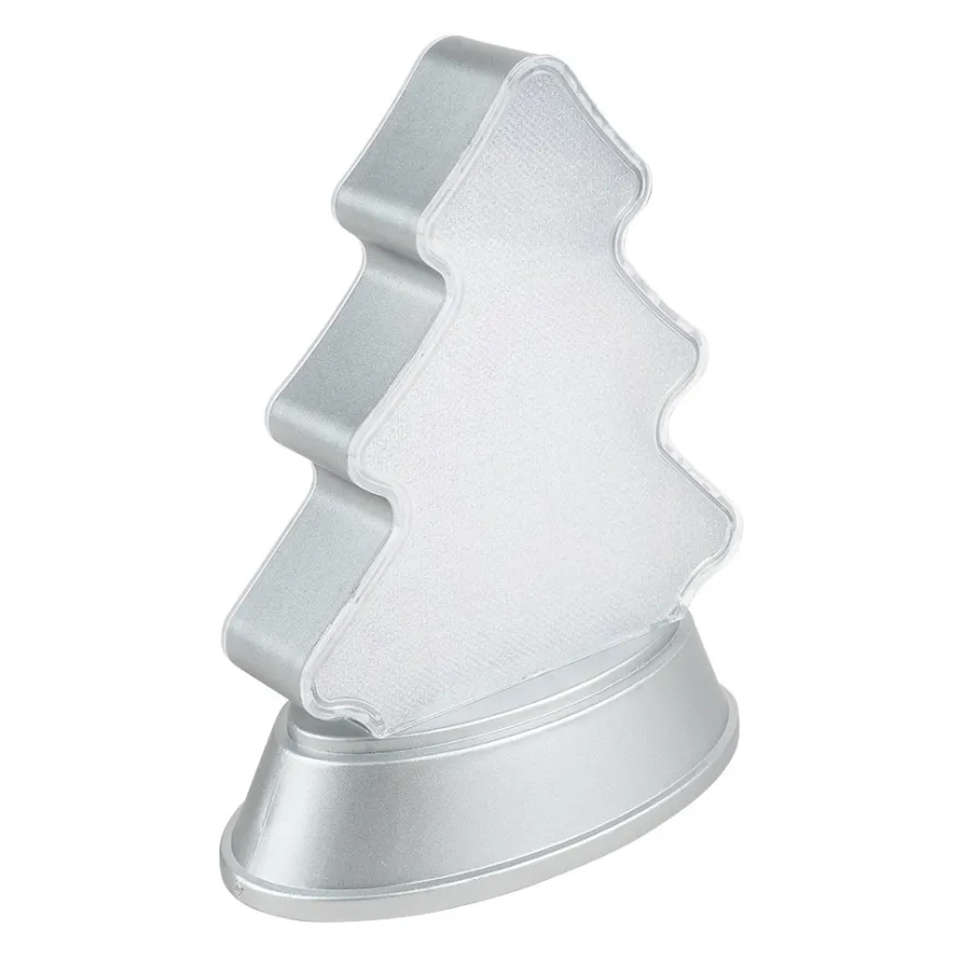 LED-Relaxleuchte, Tannenbaum, 14,5cm x 12cm, Diamant-Lichteffekt-Folie, inkl. Batterien, silber