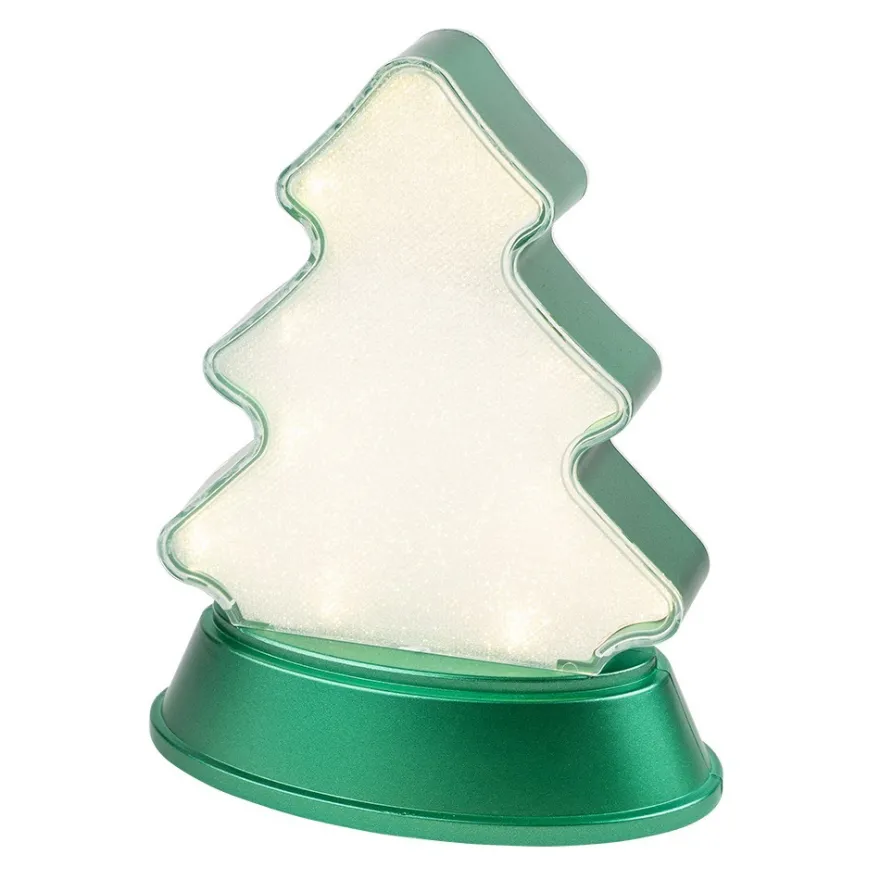 LED-Relaxleuchte, Tannenbaum, 14,5cm x 12cm, Diamant-Lichteffekt-Folie, inkl. Batterien, grün
