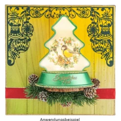 LED-Relaxleuchte, Tannenbaum, 14,5cm x 12cm, Diamant-Lichteffekt-Folie, inkl. Batterien, grün