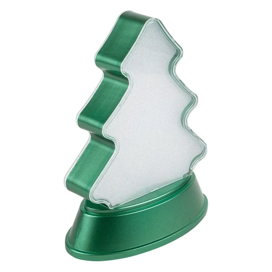 LED-Relaxleuchte, Tannenbaum, 14,5cm x 12cm, Diamant-Lichteffekt-Folie, inkl. Batterien, grün
