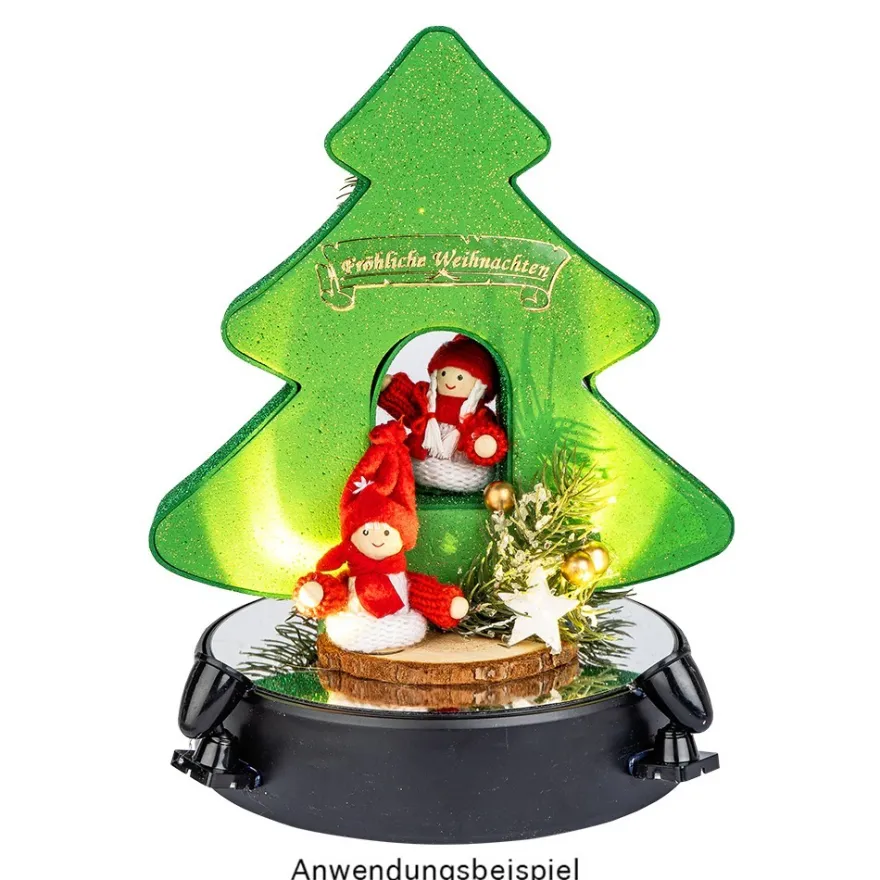 LED-Relaxleuchte, Tannenbaum, 14,5cm x 12cm, Diamant-Lichteffekt-Folie, inkl. Batterien, grün