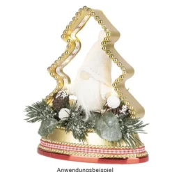LED-Relaxleuchte, Tannenbaum, 14,5cm x 12cm, Diamant-Lichteffekt-Folie, inkl. Batterien, hellgold