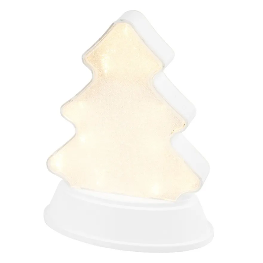 LED-Relaxleuchte, Tannenbaum, 14,5cm x 12cm, Diamant-Lichteffekt-Folie, inkl. Batterien, weiß