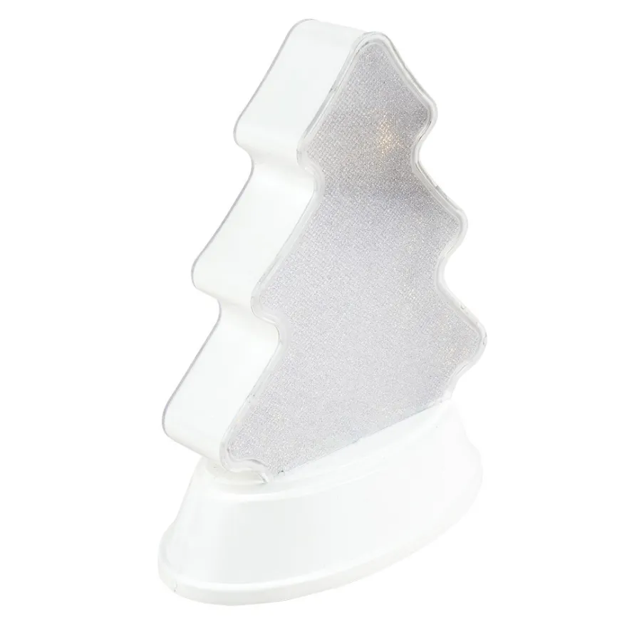 LED-Relaxleuchte, Tannenbaum, 14,5cm x 12cm, Diamant-Lichteffekt-Folie, inkl. Batterien, weiß