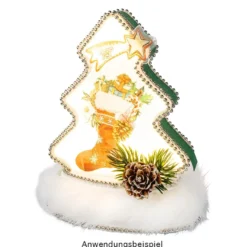 LED-Relaxleuchte, Tannenbaum, 14,5cm x 12cm, Diamant-Lichteffekt-Folie, inkl. Batterien, weiß