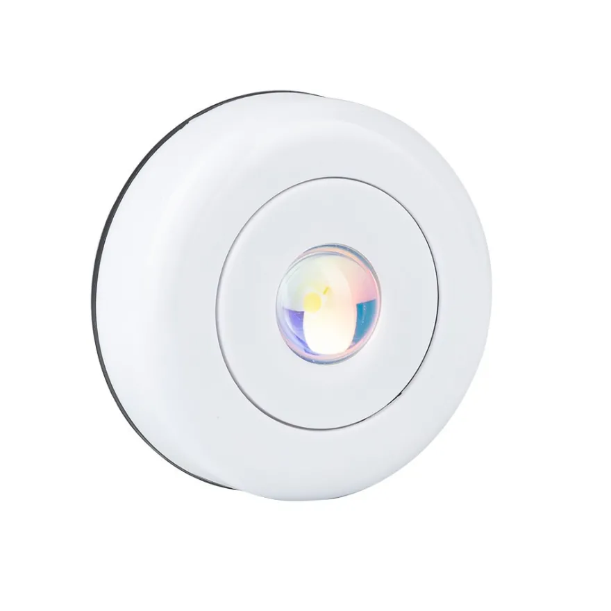 LED-Spot, zum Kleben, Ø6,8cm, 2,5cm hoch, Regenbogen-Lichteffekt