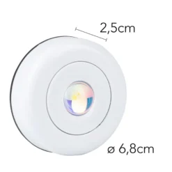 LED-Spot, zum Kleben, Ø6,8cm, 2,5cm hoch, Regenbogen-Lichteffekt