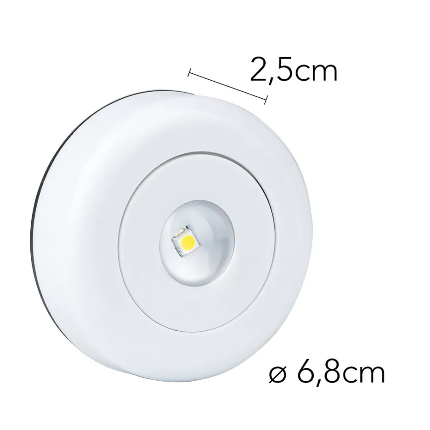 LED-Spot, zum Kleben, Ø6,8cm, 2,5cm hoch, weißes Licht