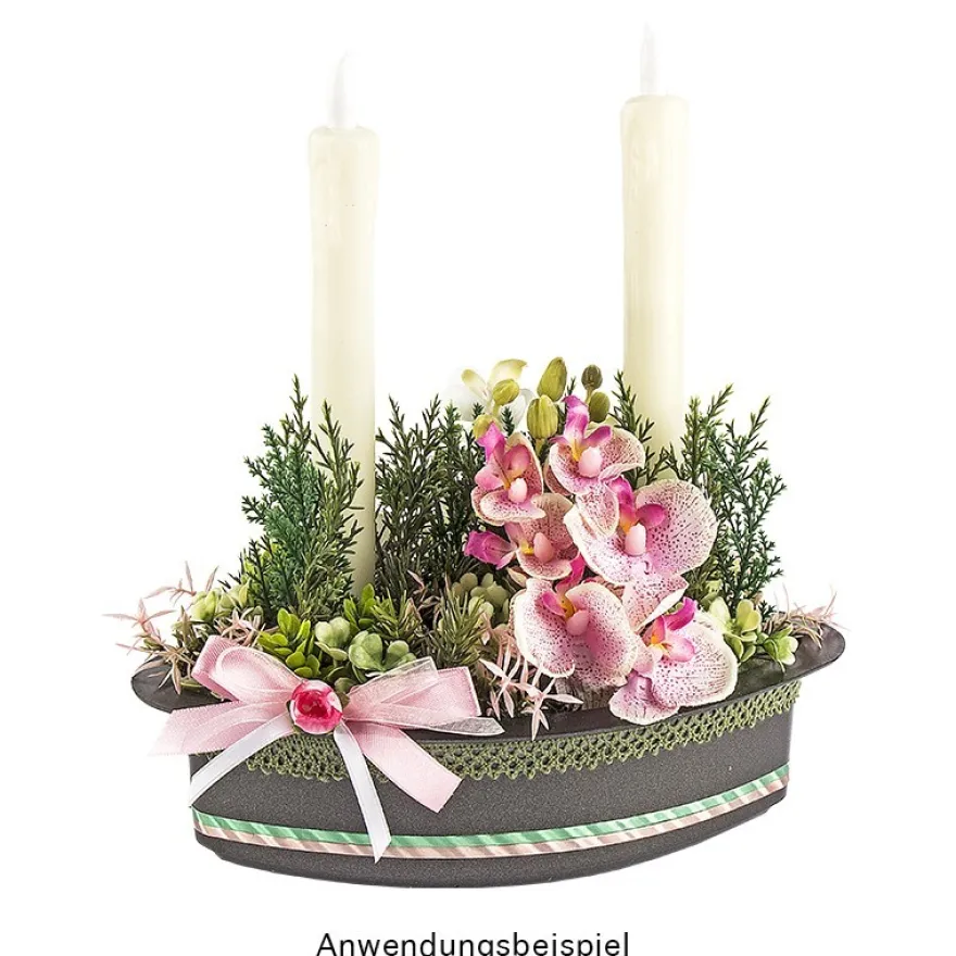 LED-Stabkerzen, aus Echtwachs, 25cm hoch, mit Flackereffekt, 2 Stück