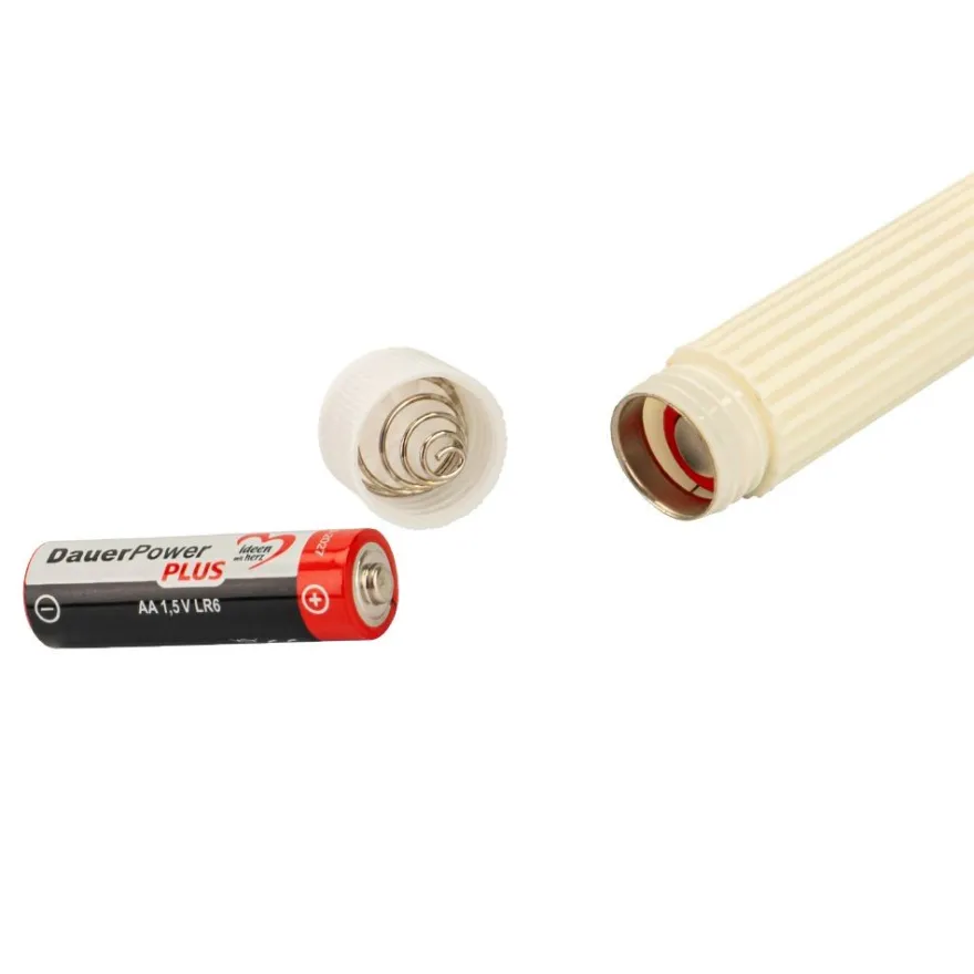 LED-Stabkerzen, creme, Ø2cm, 19cm hoch, LED in warmweiß, mit Flacker-Effekt und Timer, 2 Stück