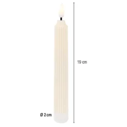 LED-Stabkerzen, creme, Ø2cm, 19cm hoch, LED in warmweiß, mit Flacker-Effekt und Timer, 2 Stück