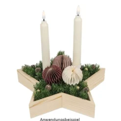 LED-Stabkerzen, creme, Ø2cm, 19cm hoch, LED in warmweiß, mit Flacker-Effekt und Timer, 2 Stück