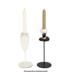 LED-Stabkerzen, grün, Ø2cm, 19cm hoch, LED in warmweiß, mit Flacker-Effekt und Timer, 2 Stück