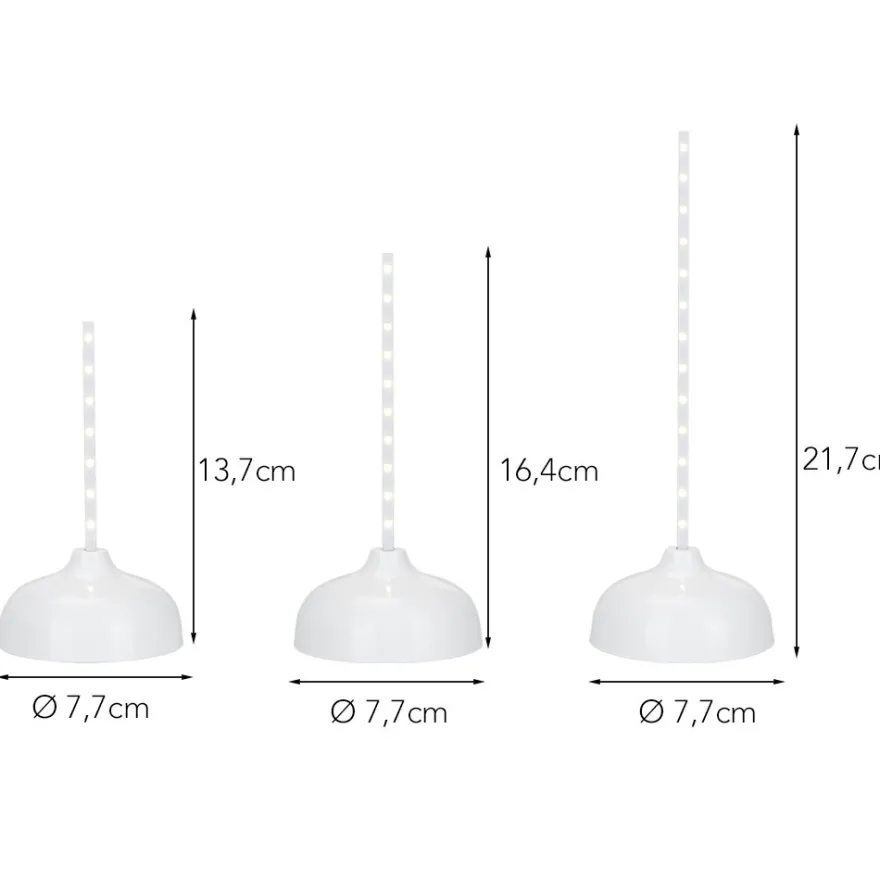LED-Stab-Podeste, 3 Höhen, Ø7,7cm, 14-26 LEDs, warmweiß, inkl. Timer