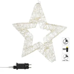 LED-Stern aus Metall, Ø 40,2cm, 960 LEDs in Warmweiß, netzbetrieben, inkl. Timer