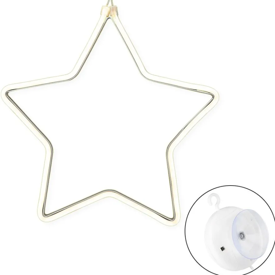 LED-Stern, 24,5cm x 23,5cm x 1,3cm, Lichterband in warmweiß, inkl. Timer