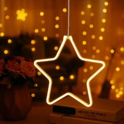LED-Stern, 24,5cm x 23,5cm x 1,3cm, Lichterband in warmweiß, inkl. Timer