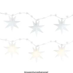 LED-Sterne-Lichterkette, 10 weiße Sterne je Ø 12cm, warmweiß, inkl. Timer