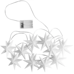 LED-Sterne-Lichterkette, 10 weiße Sterne je Ø 12cm, warmweiß, inkl. Timer