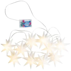 LED-Sterne-Lichterkette, 10 weiße Sterne je Ø 12cm, warmweiß, inkl. Timer