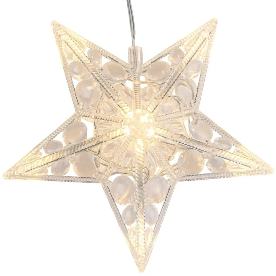 LED-Sterne mit Linsenreflexion, 14,6cm x 3,5cm x 14cm, warmweiß, inkl. Timer, 2 Stück