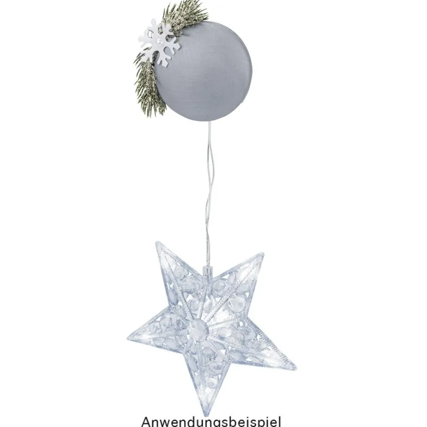 LED-Sterne mit Linsenreflexion, 14,6cm x 3,5cm x 14cm, warmweiß, inkl. Timer, 2 Stück
