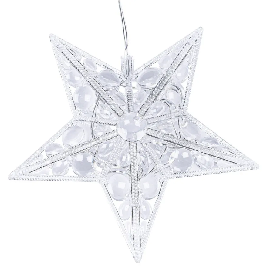 LED-Sterne mit Linsenreflexion, 14,6cm x 3,5cm x 14cm, warmweiß, inkl. Timer, 2 Stück