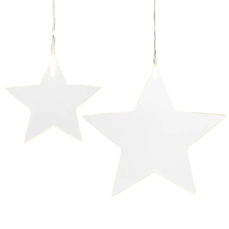 LED-Sternen-Girlande, 3 klare, flache Sterne, warmweiß, 3 Stück