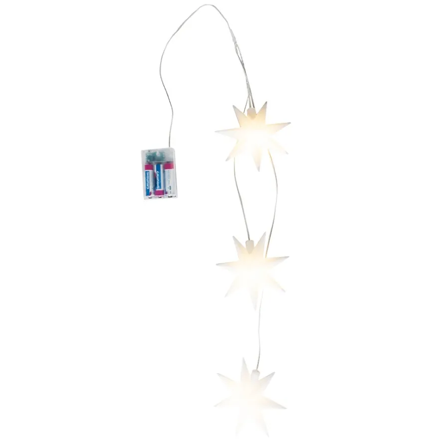 LED-Sterne-Trio zum Hängen, 3 weiße Sterne je Ø 12cm, warmweiß, inkl. Timer