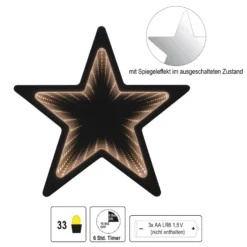 LED-Stern Infinity, 20cm x 1,2cm x 19cm, warmweiß, inkl. Timer