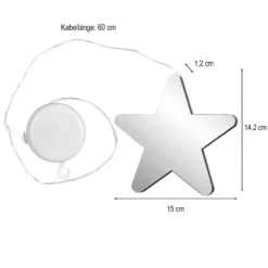 LED-Stern Infinity 2, 15cm x 1,2cm x 14,2cm, warmweiß, inkl. Timer, mit Saugnapf