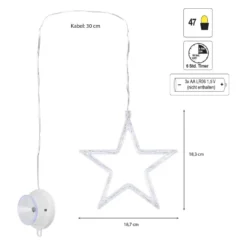 LED-Stern-Rahmen, 18,7cm x 1cm x 18,3cm, warmweiß, inkl. Timer, 3 Stück