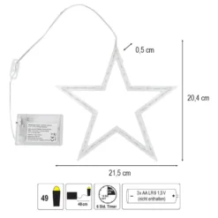 LED-Stern-Rahmen zum Aufhängen, 2 Größen, 26/49 LEDs in Warmweiß, Timer-Funktion, 2 Stück
