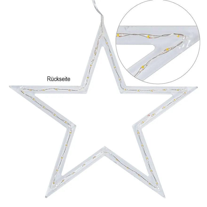 LED-Stern-Rahmen zum Aufhängen, 2 Größen, 26/49 LEDs in Warmweiß, Timer-Funktion, 2 Stück