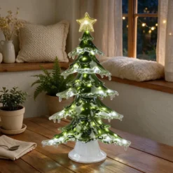 LED-Tannenbaum, zum Aufstellen oder Aufhängen, 50 LEDs in kaltweiß