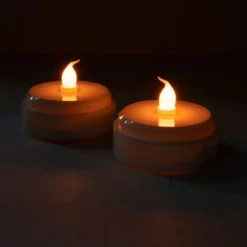 LED-Teelichter, Ø 6,5cm, 5cm hoch, weiß, mit warmem Flackereffekt, 2 Stück