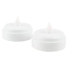 LED-Teelichter, Ø 6,5cm, 5cm hoch, weiß, mit warmem Flackereffekt, 2 Stück