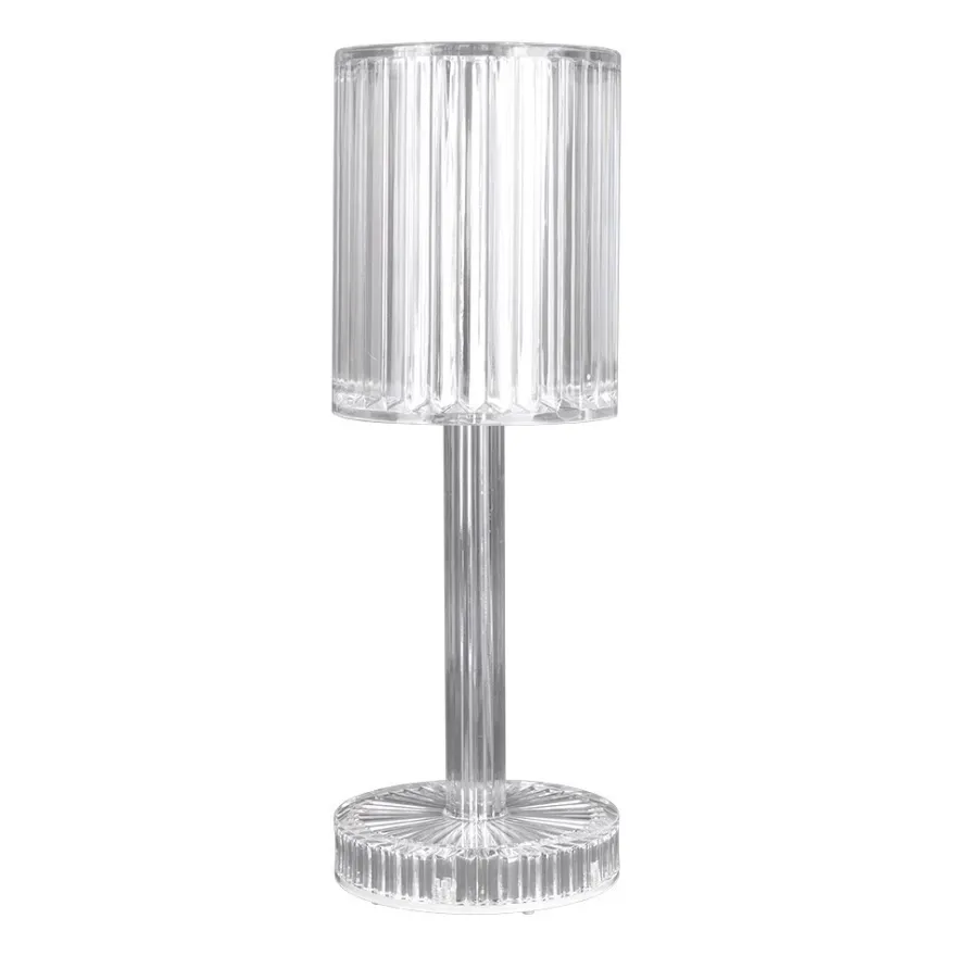 LED-Tischlampe, Kristalloptik 2, 24,6cm hoch, dimmbar, wiederaufladbar