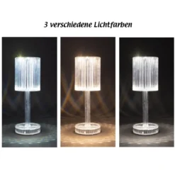LED-Tischlampe, Kristalloptik 2, 24,6cm hoch, dimmbar, wiederaufladbar