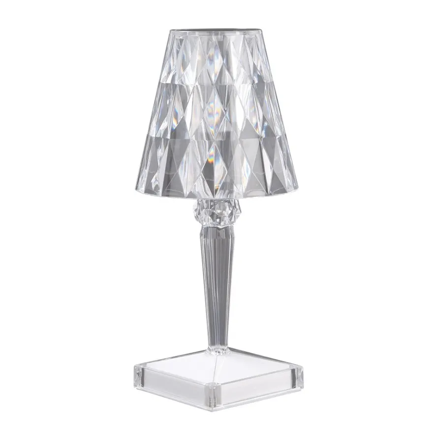 LED-Tischlampe, Kristalloptik, 25,5cm hoch, dimmbar, wiederaufladbar