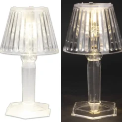 LED-Tischlämpchen, Kristalloptik 2, transparent, 12cm hoch, 2 Stück