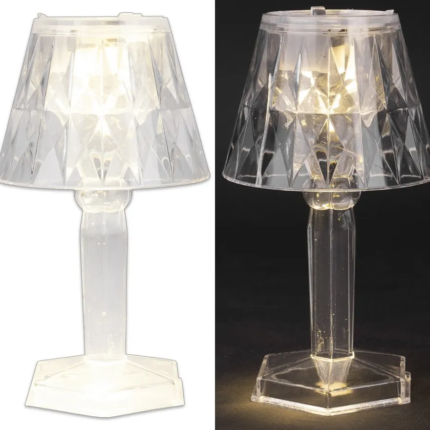 LED-Tischlämpchen, Kristalloptik 1, transparent, 12cm hoch, 2 Stück