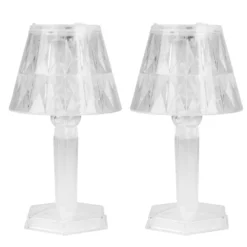 LED-Tischlämpchen, Kristalloptik 1, transparent, 12cm hoch, 2 Stück