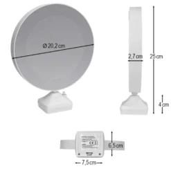 Magic Mirror, 20,2cm x 6,5cm x 25cm, 8 LEDs, inkl. 10 Motiv-Rückscheiben, inkl. Timer