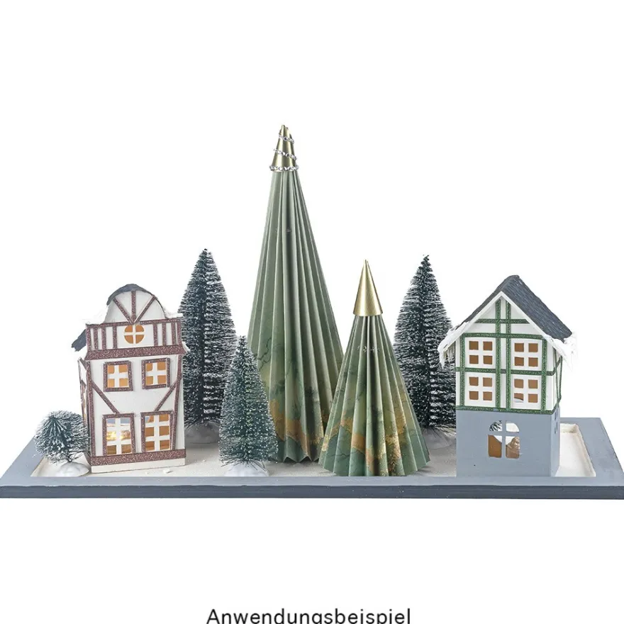 Magnet-Falt-Tannen, Design 5, Ø9,5cm, 17cm hoch, 180g/m², inkl. Tannenspitzen, 3 Stück