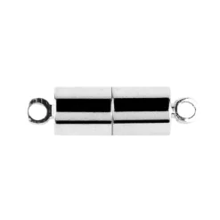 Magnetverschlüsse, Zylinder, 2cm lang, Ø 0,6cm, mit 2 Ösen, silber, 10 Stück
