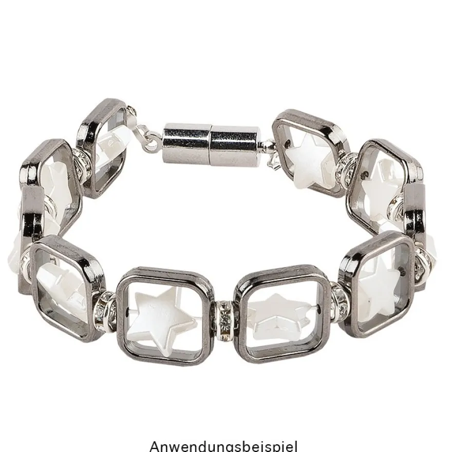 Magnetverschlüsse, Zylinder, 2cm lang, Ø 0,6cm, mit 2 Ösen, silber, 10 Stück