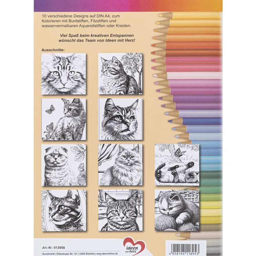 Malbuch: Malen... und die Seele lacht "Katzen", DIN A4, 10 Seiten